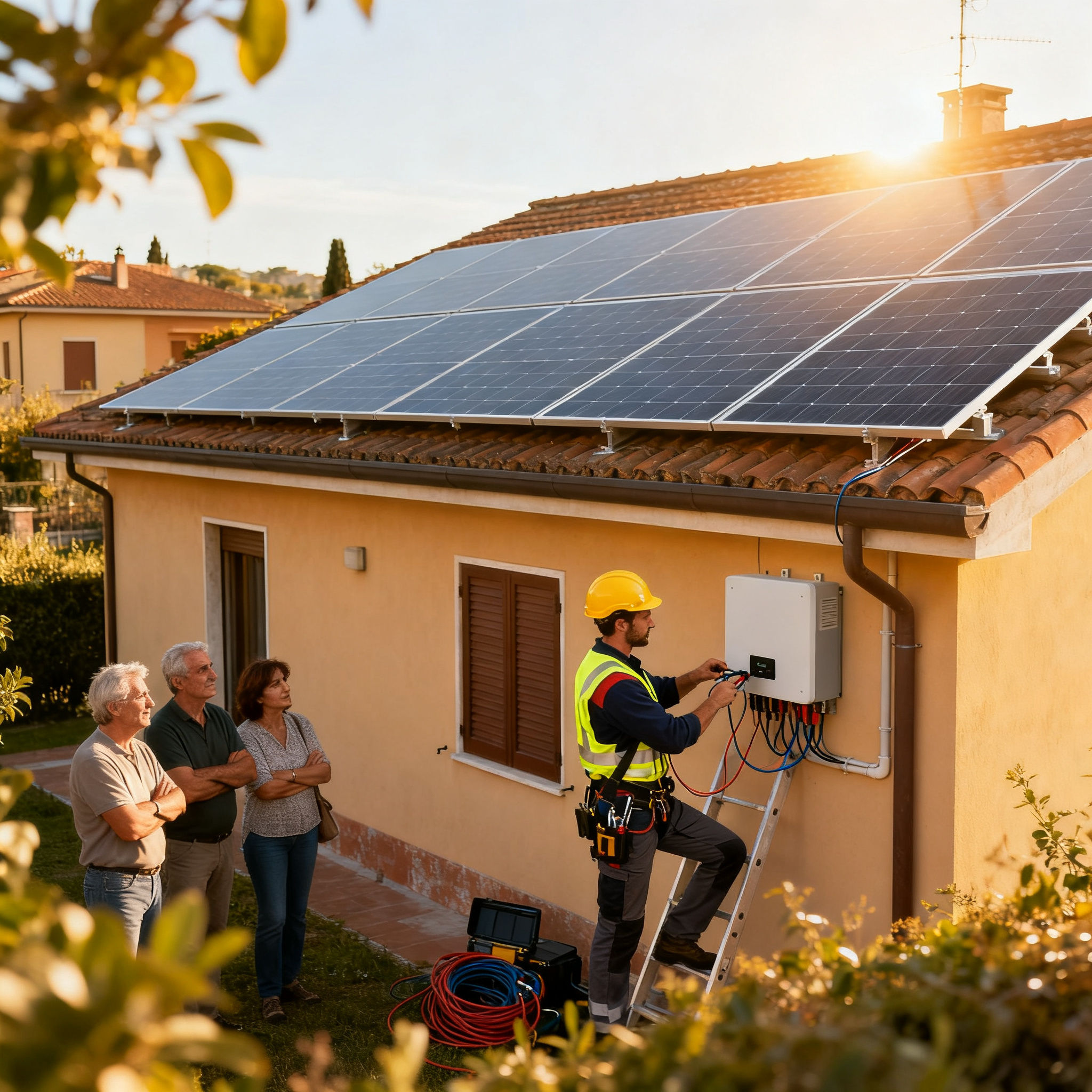 Fotovoltaico con Accumulo Acilia Nord Roma - Ongoing residential PV install with community view.
