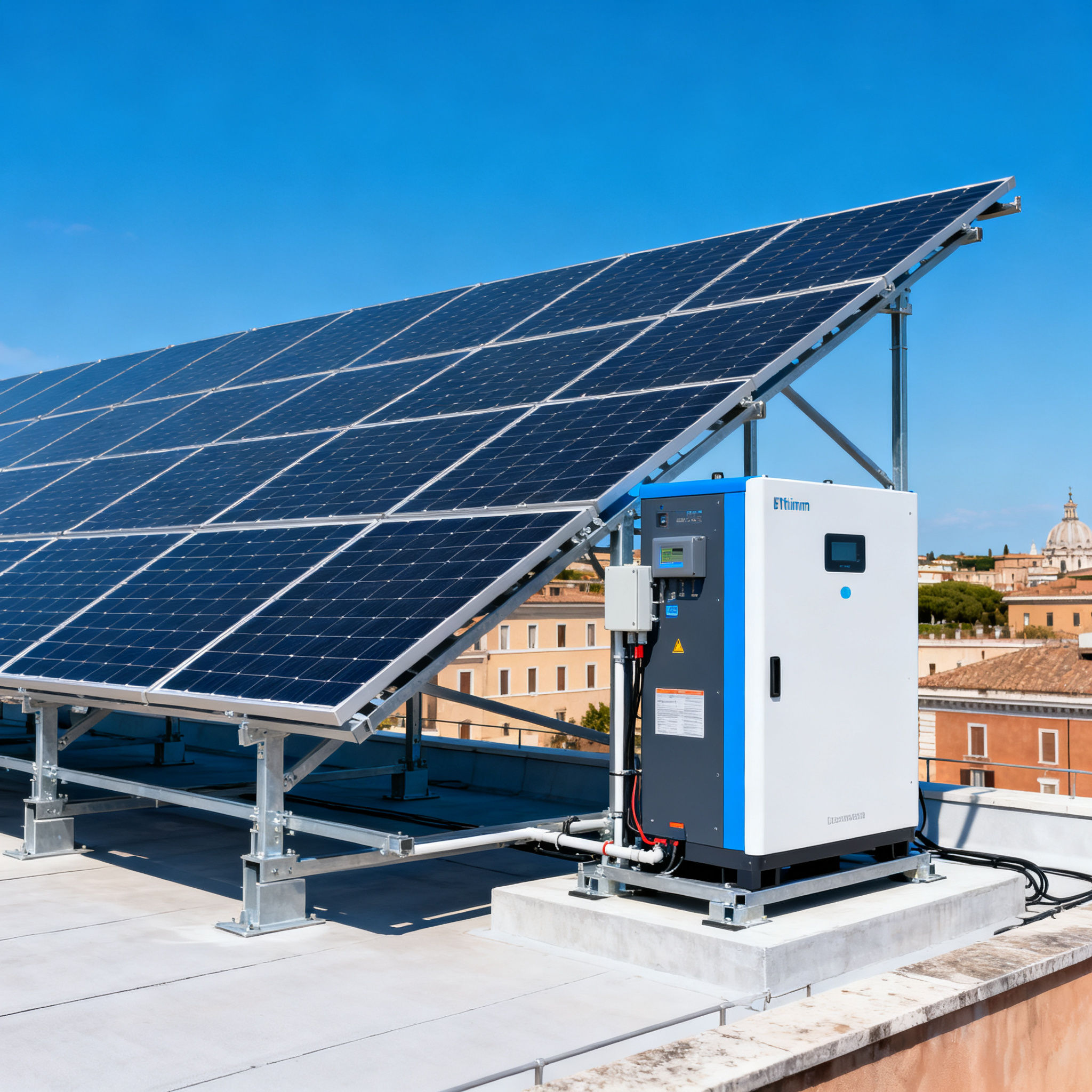Fotovoltaico con Accumulo Campitelli Roma - Impianto completo su tetto commerciale