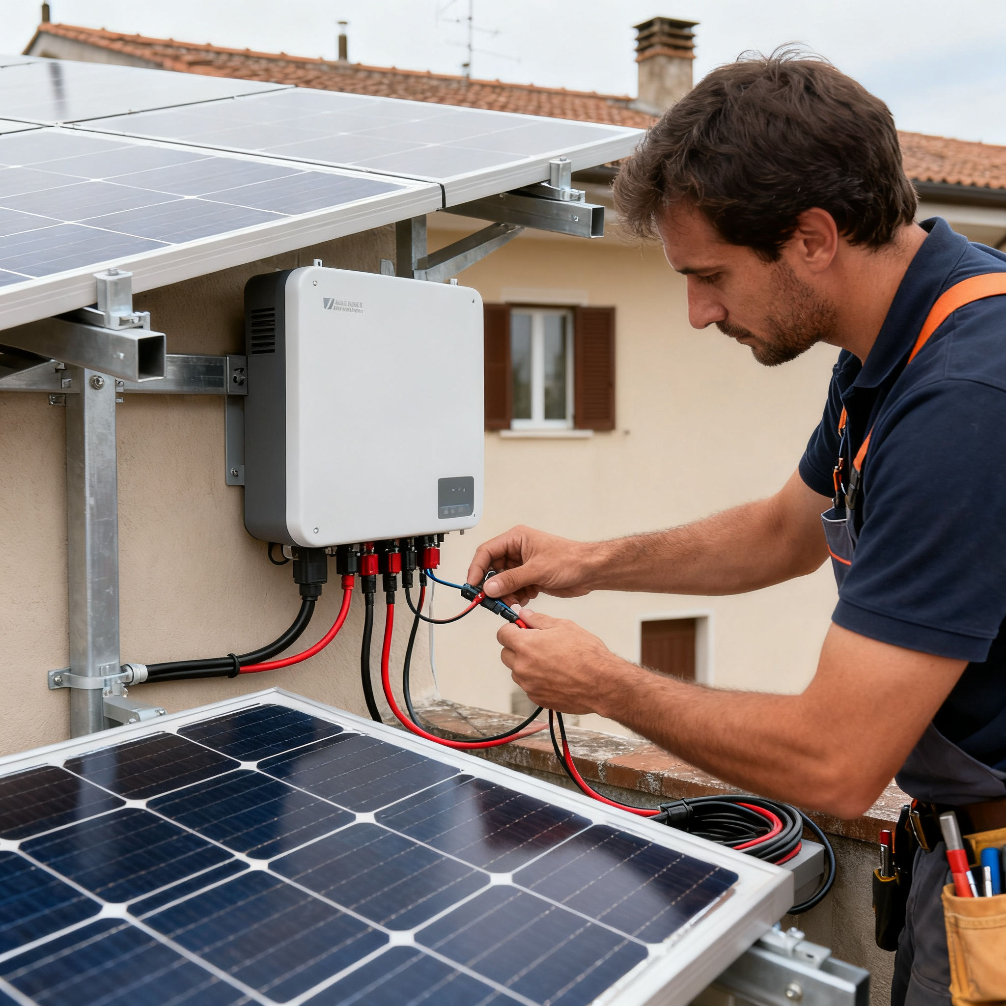 Fotovoltaico con Accumulo Case Rosse Roma - installation in progress at residential home