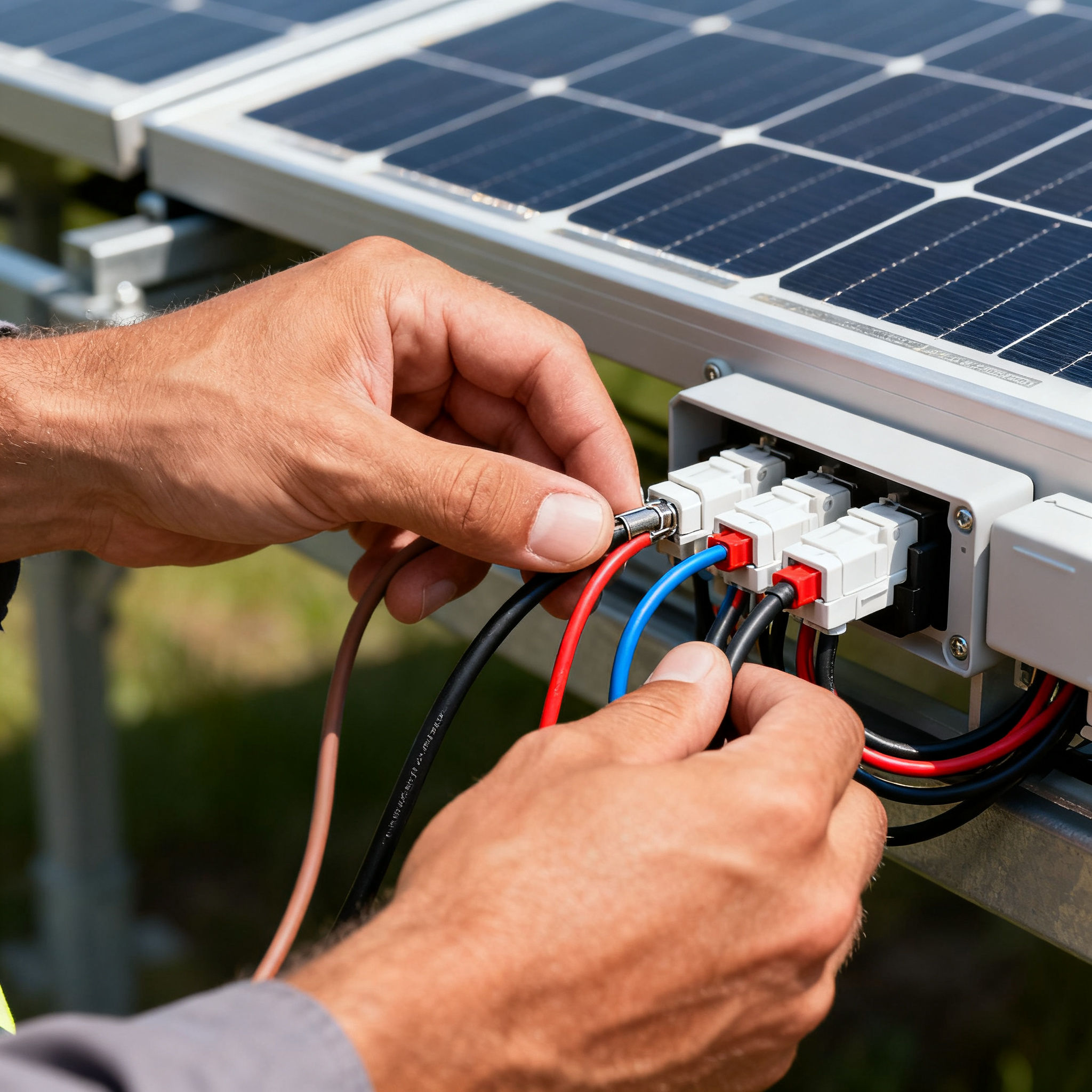 Fotovoltaico con Accumulo Gregorio VII Roma - dettaglio collegamento cavi pannelli