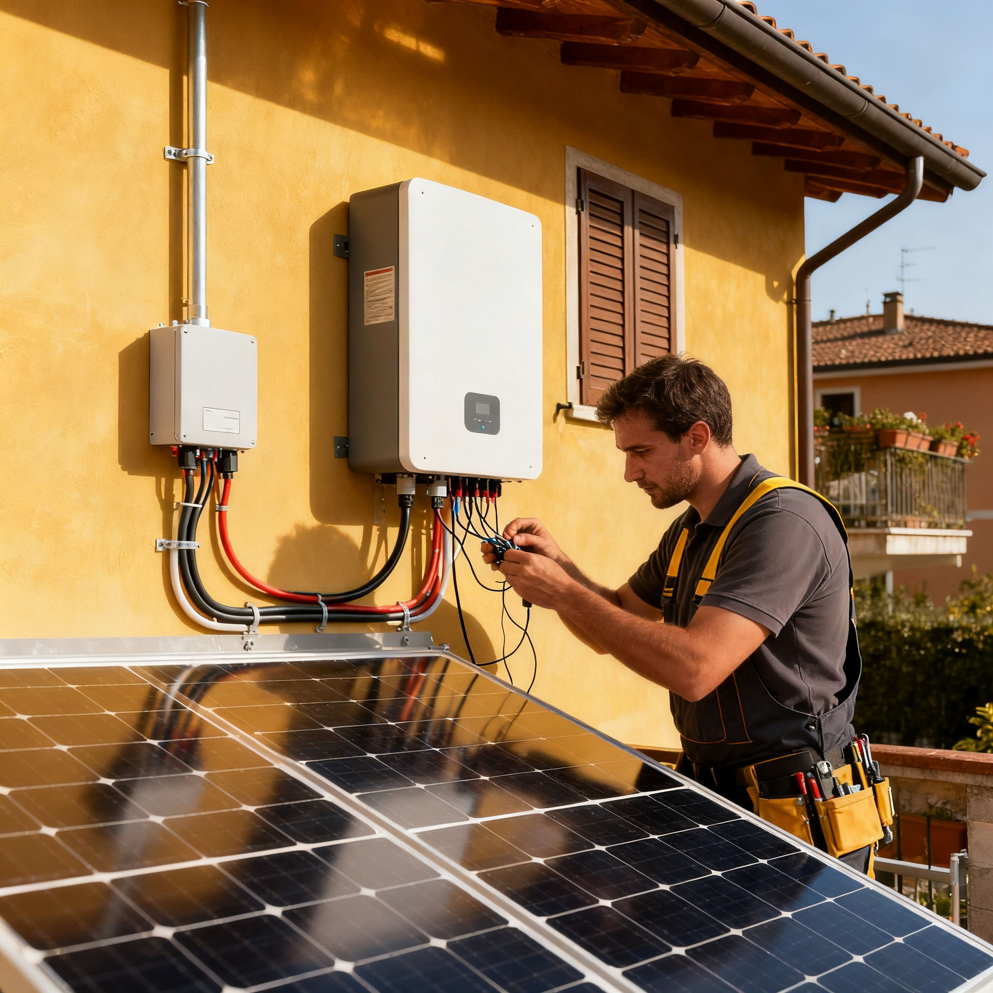 Fotovoltaico con Accumulo Marconi Roma - Lavori in corso su tetto italiano