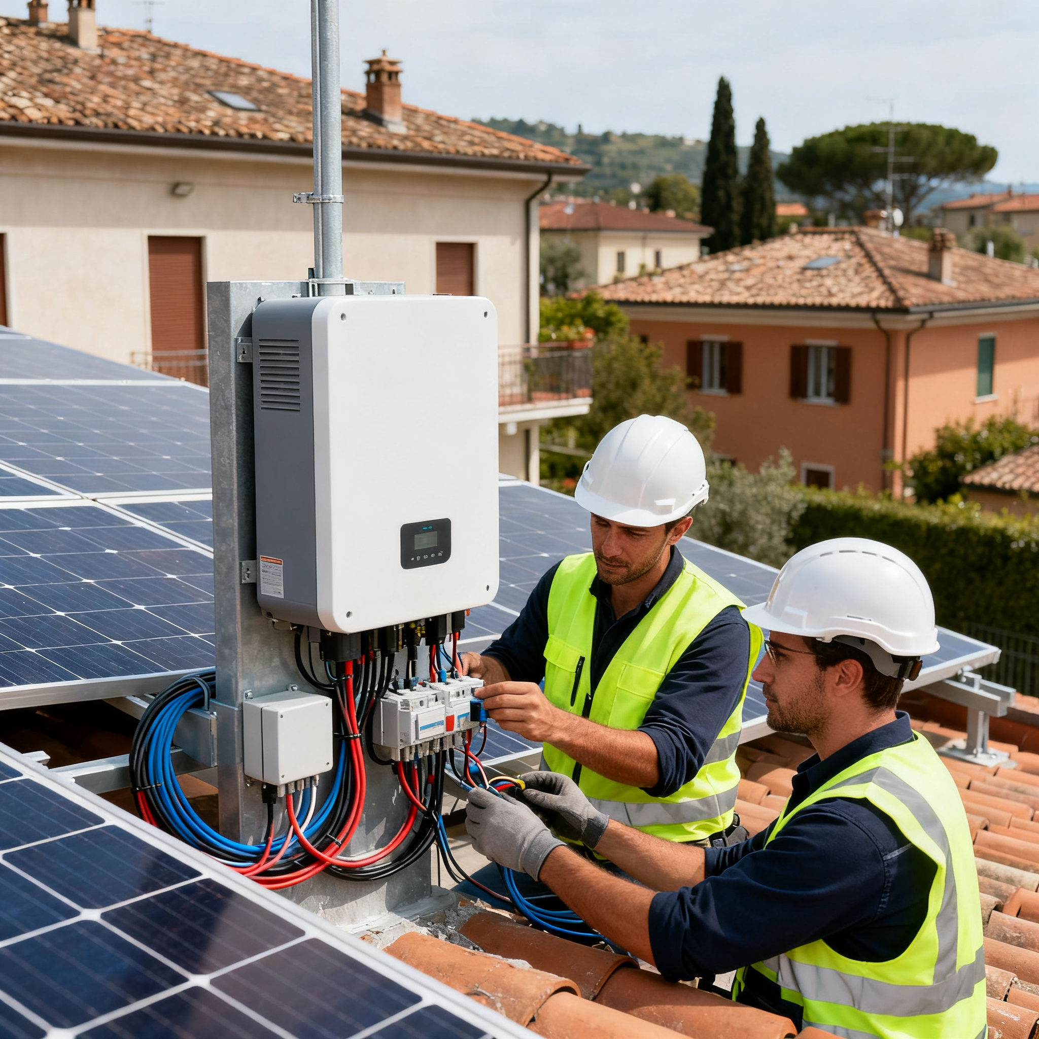 Miglior Impianto Fotovoltaico Colle Mattia Roma - technicians working on solar connections
