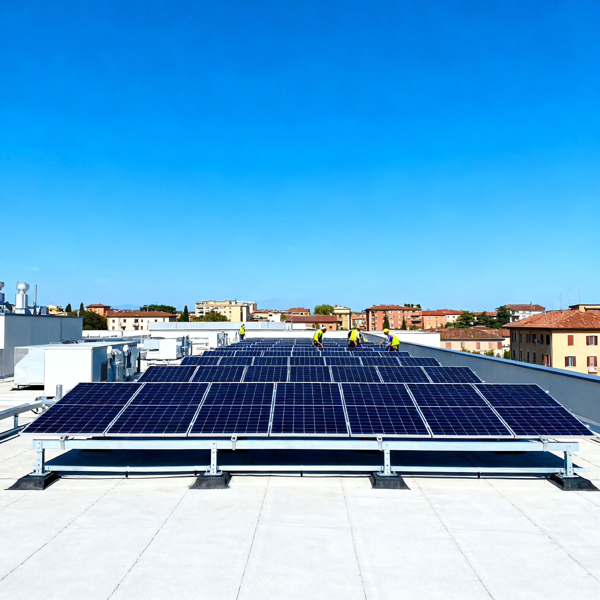 Miglior Impianto Fotovoltaico Pineto Roma - complete installation on commercial rooftop