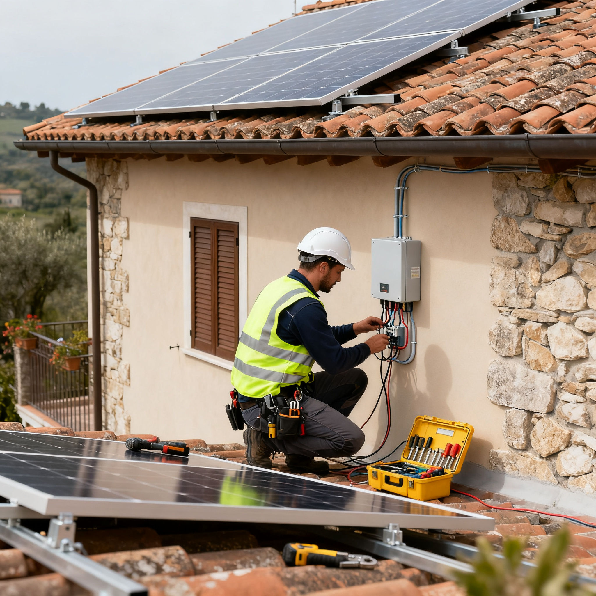 Miglior Impianto Fotovoltaico Pineto Roma - technician making electrical connections