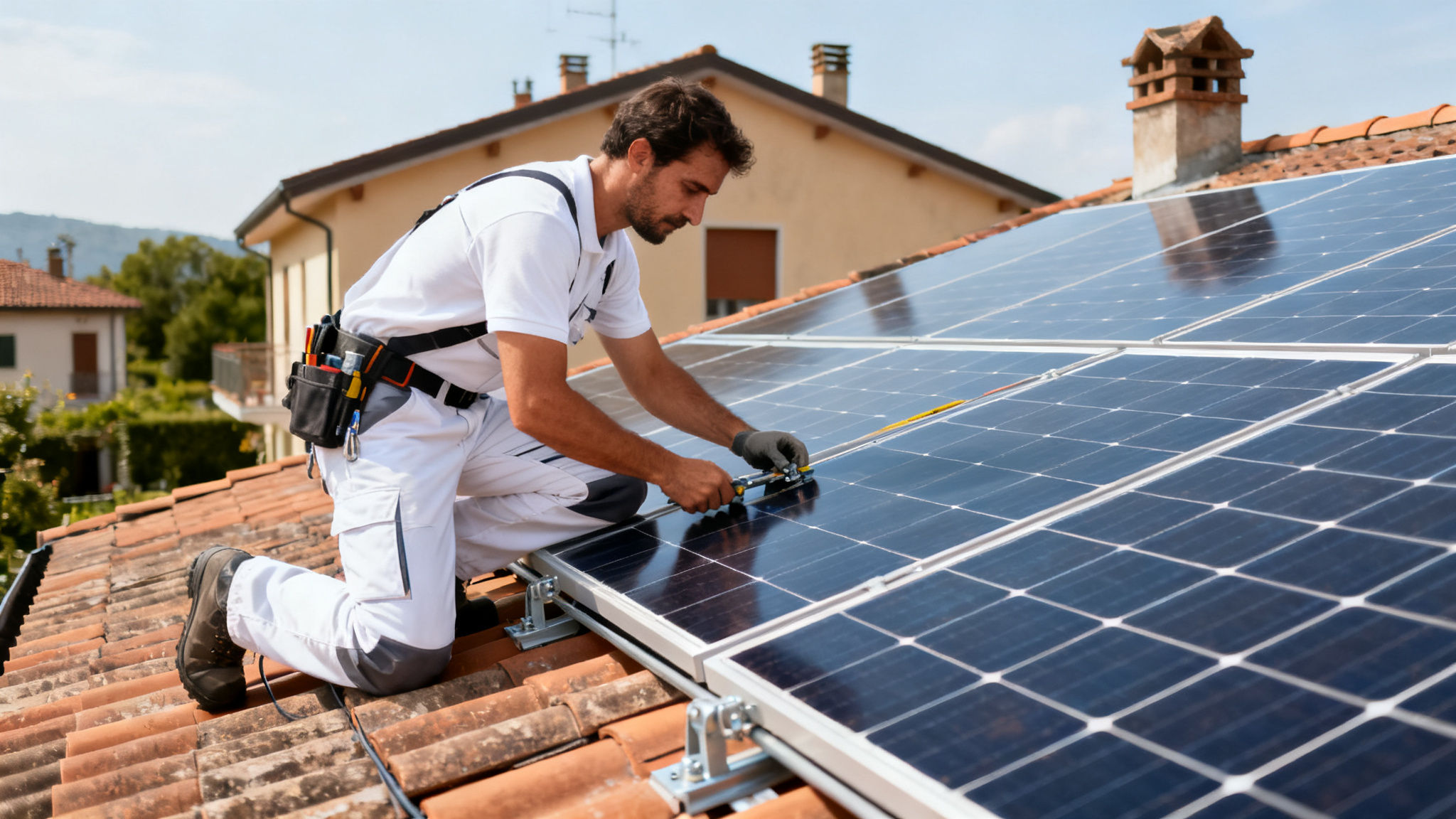 Pannelli solari Casalotti Roma - Tecnico esperto installa pannelli fotovoltaici su tetto residenziale