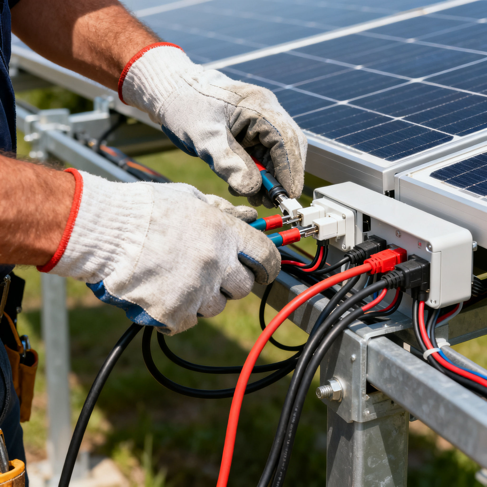 Pannelli solari Frascati - Dettagli impianto fotovoltaico: collegamento professionale cavi pannelli solari