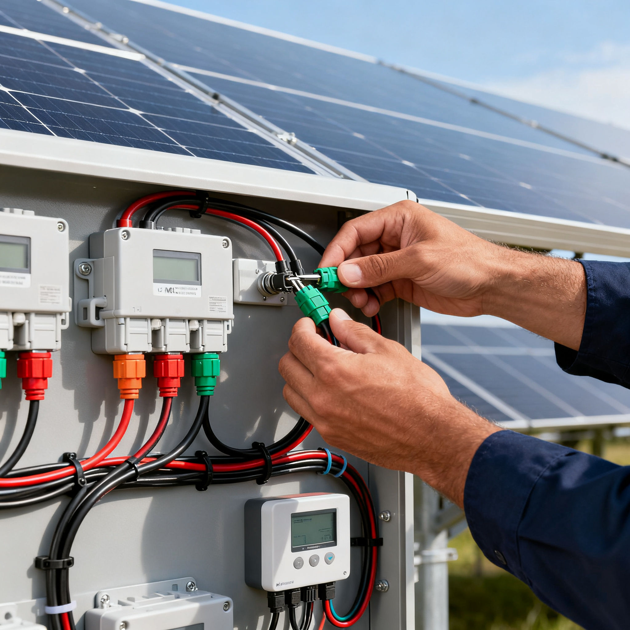 Pannelli solari Malafede Roma - Dettaglio cablaggio professionale pannelli fotovoltaici