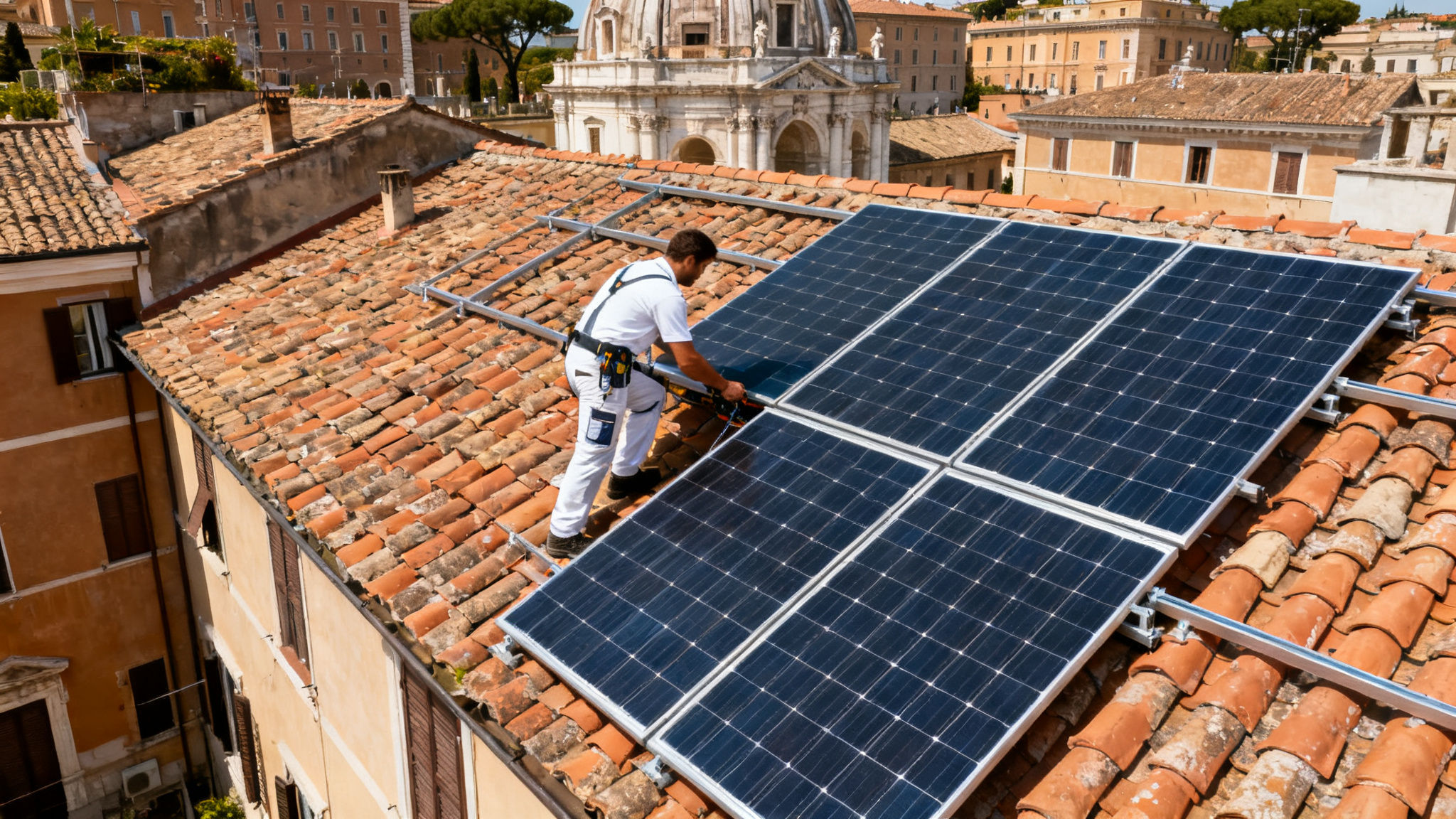 Pannelli solari Trevi Roma - installatore professionale su tetto residenziale italiano